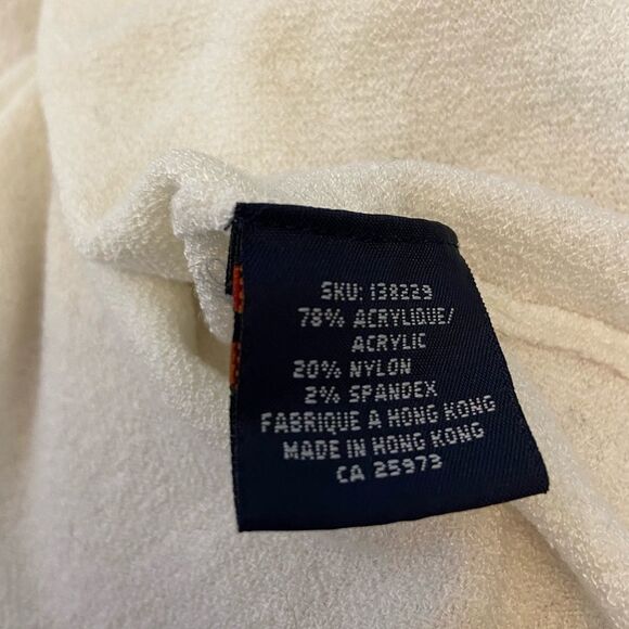 Cream Knit Short Sleeve Scoop Neck Loose Fit Dressy Top L - Picture 5 of 5